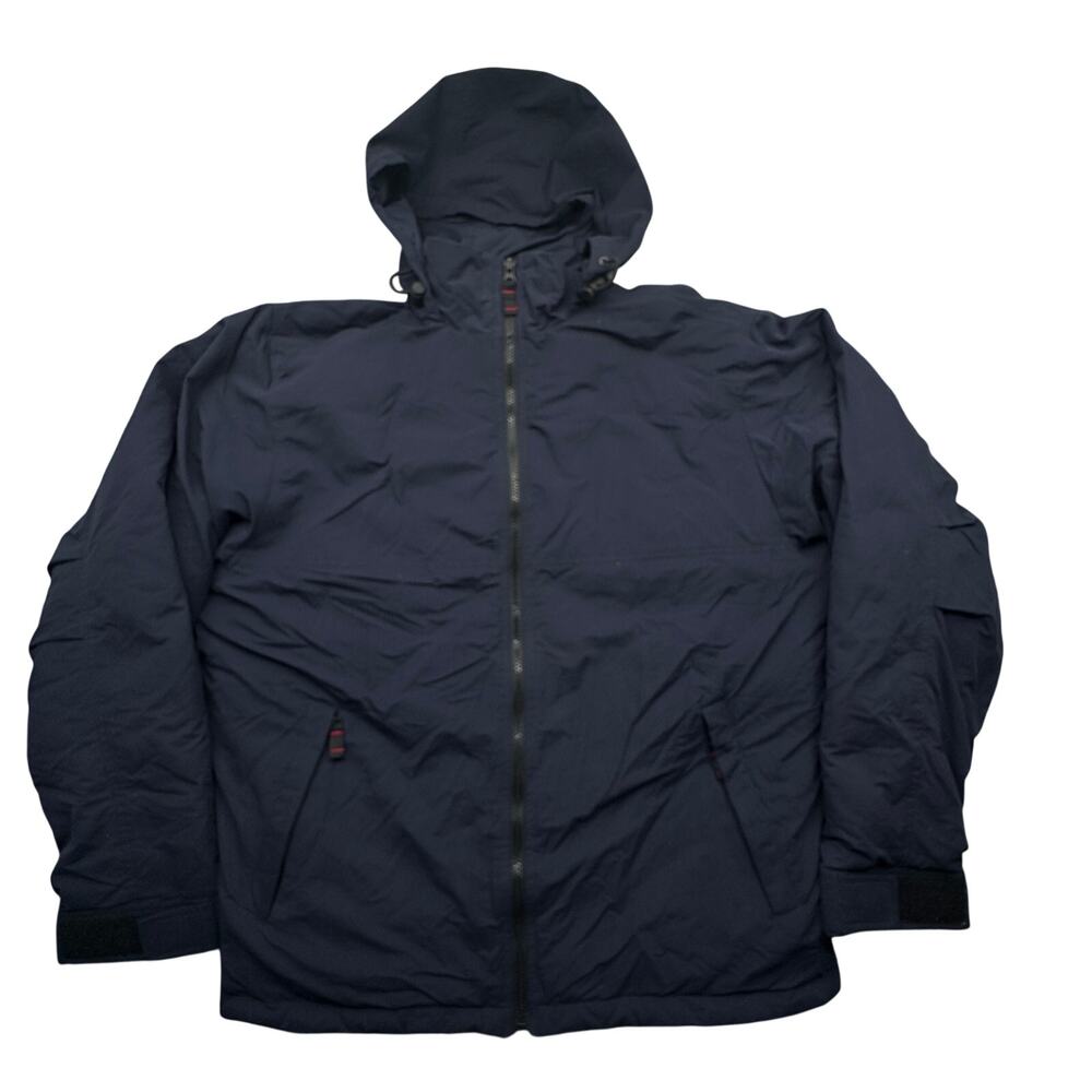 Eddie Bauer Parka Down Quilted Lined Hooded Jacket Mens Large Tall Navy Blue